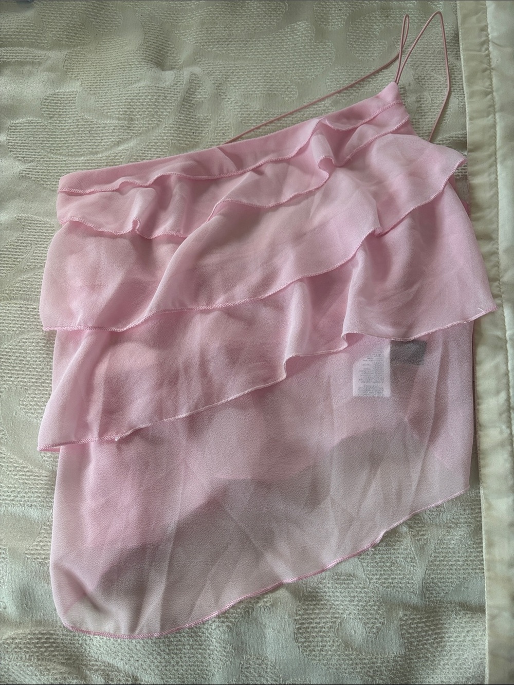 Layered Ruffle Pink Asymmetrical Top - Picture 2 of 8